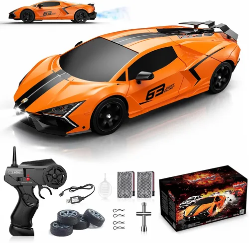 Miniatura 10 de Auto de control remoto Desdoni - Auto de control remoto RC Drift 1:16 Escala 4WD 18KM/H Vehículo modelo de alta velocidad 2.4GHz con luces LED