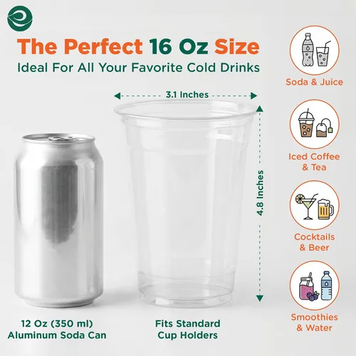 Miniatura 2 de ECO SOUL Vasos de fiesta desechables 100% compostables Vasos de fiesta ecológicos (500 unidades, vasos fríos de 16 onzas)