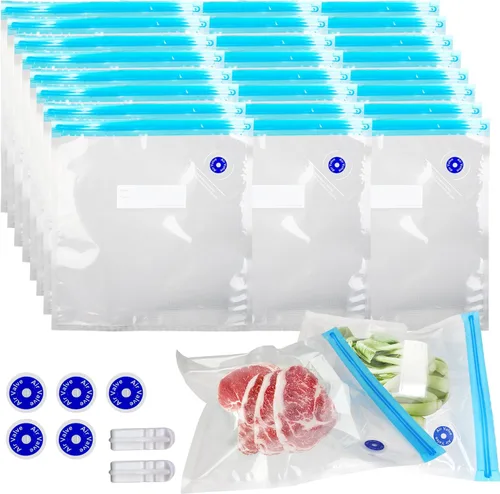 Sous Vide - 24 bolsas reutilizables de sellado al vacío de 11 x 10 pulgadas, bolsa de almacenamiento de alimentos al vacío para cocinar,
