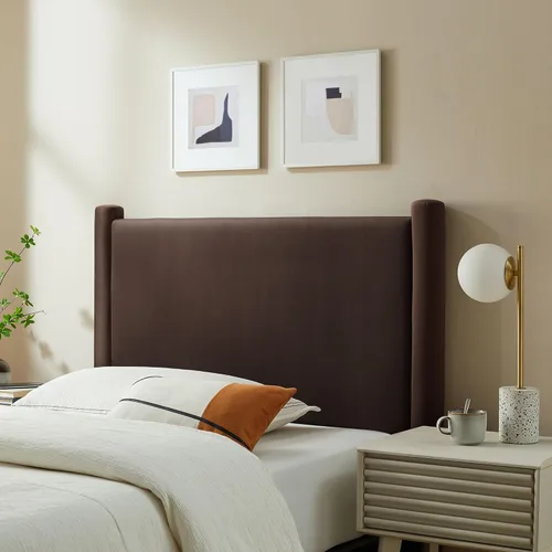 Miniatura 10 de Modway Rael - Cabecero tapizado para cama individual con pilares en Alabastro – Cabecero de terciopelo – Cabecero de terciopelo de terciopelo