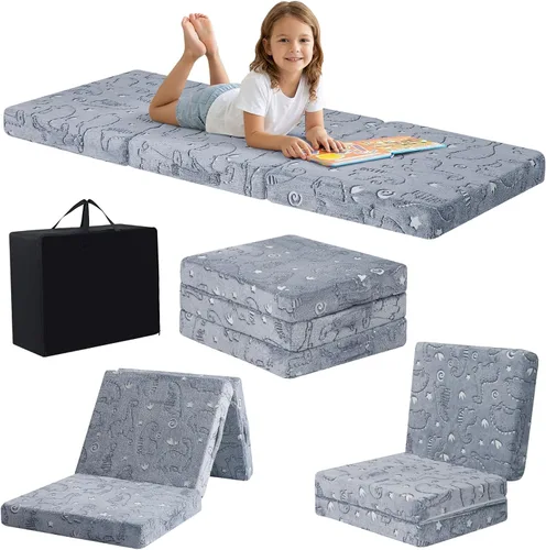 Miniatura 35 de MeMoreCool Colchón de suelo plegable para niños, Glow de 57x22 pulgadas, colchoneta para dormir y guardería para niños pequeños, futón plegable