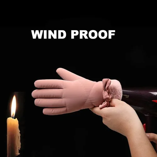 Miniatura 3 de Guantes de forro polar de pantalla táctil a prueba de viento para mujer