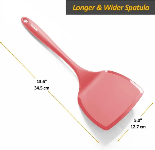 Miniatura 2 de Espátula de silicona para panqueques con mango alargado y diseño sin costuras, espátulas de cocina resistentes al calor para utensilios de cocina