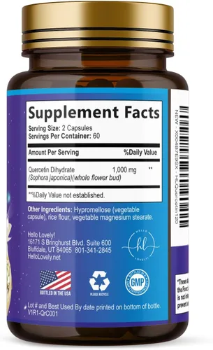Miniatura 9 de Dihidrato de quercetina 1000 mg por porción - Bioflavonoides de primera calidad a base de plantas - Antioxidante extra fuerte Apoyo para la salud
