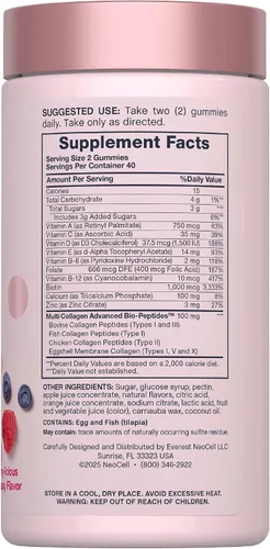 Miniatura 2 de NeoCell Gomitas multivitamínicas para mujer 80 gomitas Multi con colágeno avanzado con minerales esenciales Sabor a bayas
