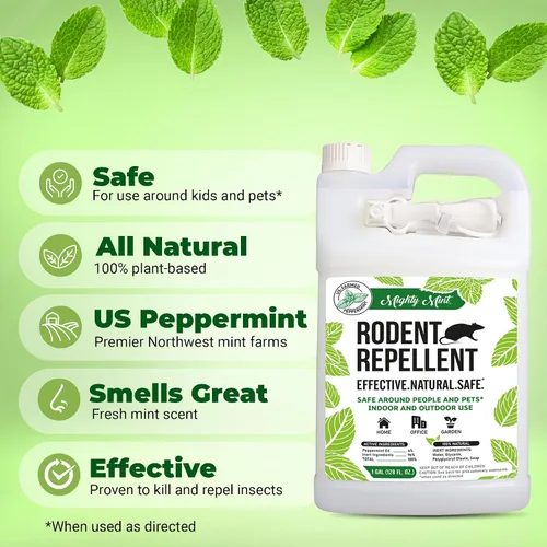 Miniatura 2 de Mighty Mint Spray Repelente de Roedores de Aceite de Menta con Paño de Microfibra – Control Natural para Interiores y Exteriores para Ratones