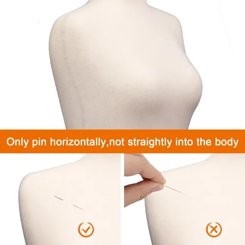Miniatura 4 de VINGLI Forma de vestido femenino, cuerpo de torso de maniquí con soporte de madera ajustable para diseño de ropa, maniquí pinable (blanco, 10-12)