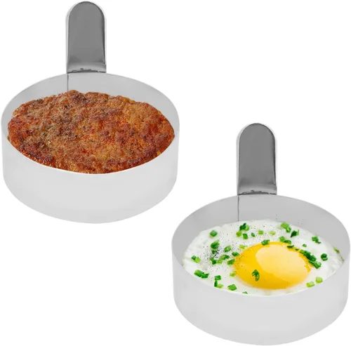 Miniatura 10 de Anillo redondo de acero inoxidable de 3.5 pulgadas para freír huevos, panqueques, moldes para cocinar para el desayuno