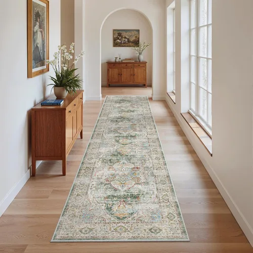 Miniatura 619 de Madane Tapete lavable de 2 x 10 pies para pasillo, cocina, recibidor, clásico, suave, antideslizante para interiores, casa de campo, baño, sala