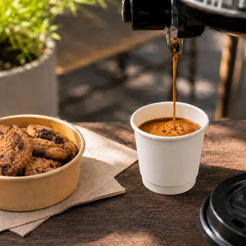 Miniatura 65 de Restaurantware Tazas de café de papel de 4 onzas, 25 tazas de papel desechables de doble pared, a prueba de fugas, reciclables, tazas calientes