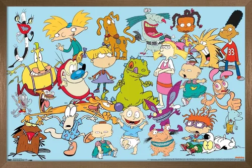 Miniatura 17 de Trends International Póster de pared de personajes de Nickelodeon, 14.725 x 22.375 pulgadas, versión enmarcada de madera de granero