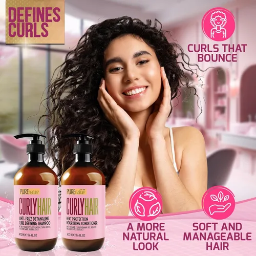 Miniatura 4 de Juego de champú y acondicionador para cabello rizado - Libre de sulfatos y seguro para el color - Para estilos ondulados, rizados, finos, negros