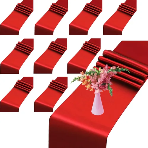 Miniatura 10 de Juego de 10 caminos de mesa satinados color marrón chocolate de 12 x 108 pulgadas de largo Premium Satin Table Runner, Smooth Silk Fabric