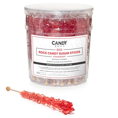 Miniatura 9 de Candy Envy - Palitos de azúcar Red Rock Candy - Sabor a fresa - 12 Indiv. envueltos