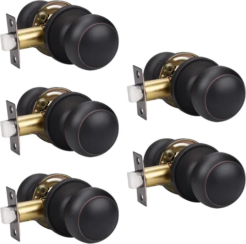 Miniatura 28 de Manija de puerta de acero macizo con diseño de bola antigua, para puerta de trastero, dormitorio, baño 609 Negro