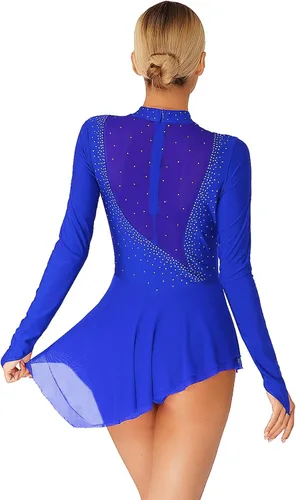 Miniatura 2 de Vestido de patinaje sobre hielo artístico para mujer, de manga larga, disfraz de baile lírico