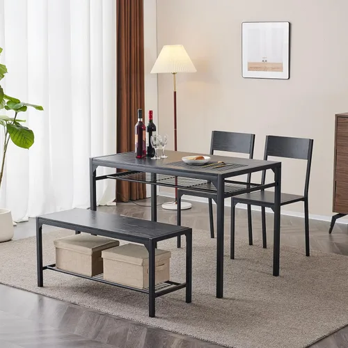 Miniatura 3 de Karl home Juego de mesa de comedor de 4 piezas para 4, juego de sillas de mesa de cocina modernas para espacios pequeños, apartamento, estante