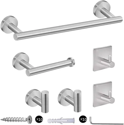 szhdxsy - Juego de 6 accesorios de baño, toallero de acero inoxidable SUS 304 montado en la pared, incluye toallero de 16 pulgadas, soporte para