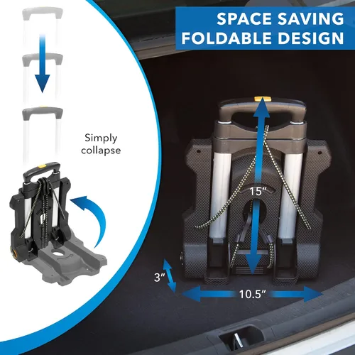 Miniatura 2 de Mount-It! Carrito de equipaje plegable con ruedas Fuerte, compacto, soporta 77 libras - Transporta cajas, mochilas sin problemas