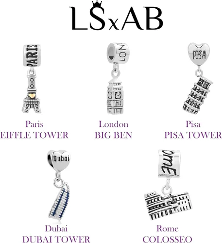 Miniatura 5 de Encanto de ubicación de viaje competible con pulseras pandora mujeres niñas viaje mundo mirador punto turístico plata colgante