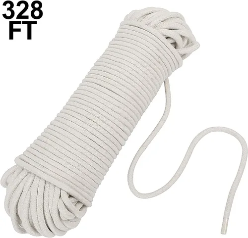 Miniatura 7 de KEILEOHO Cuerda de algodón blanco de 328 pies y 1/4 de pulgada, cuerda de tendedero, cuerda de atrapasueños para tejer artesanalmente, cuerda