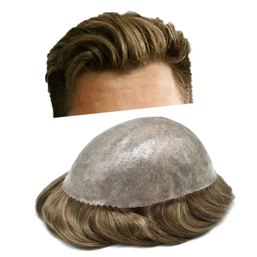 Miniatura 44 de LYRICAL HAIR Toupee for Men Human Hair Replacement System Injected Poly Skin Male Prothesis Durable PU Mens Hairpiece Wig 5"X7" #1 Jet Black 120%
