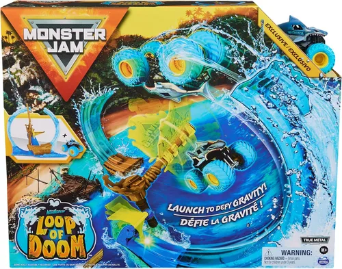 Miniatura 2 de Monster Jam, Megalodon Loop of Doom Set de Juego de Acrobacias con Camión Monstruo Exclusivo de Fundición a Escala 1:64 para Niños, Juguetes