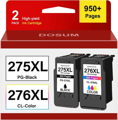 DOSUM PG-275XL / CL-276XL - Cartuchos de tinta para impresora Canon Black 275XL y 276XL Color Pixma TS3722 TR4720 TS3720 TS3500 TR4722 TS3522 TR4700