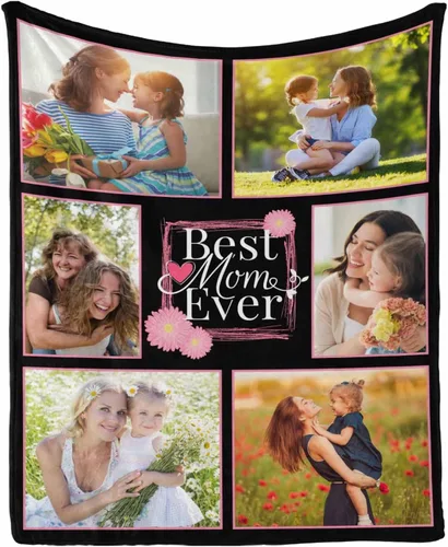 Miniatura 19 de InterestPrint Regalos personalizados para mamá, manta personalizada con fotos y fotos familiares, regalos de cumpleaños para el día de la madre