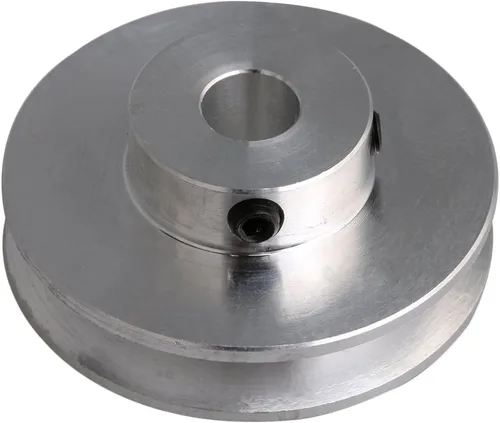 Miniatura 10 de 1.2x0.6x0.3 in aleación de aluminio de plata 0.3 in fijo sola rueda de polea en forma de V de orificio único para eje de motor 0.1-0.2 in PU correa