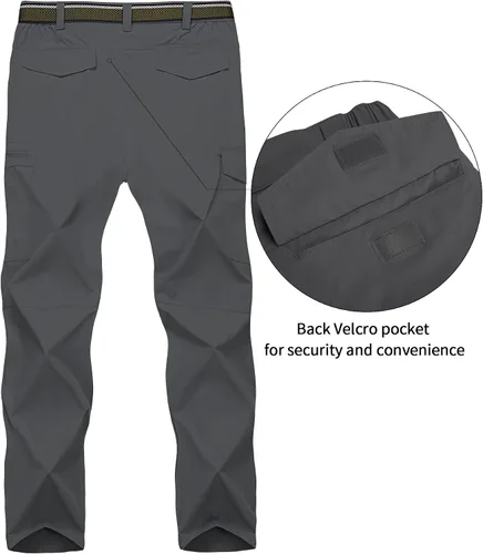 Miniatura 14 de Pantalones de senderismo para hombre, ligeros, transpirables, con 6 bolsillos, para verano, casual, de secado rápido, impermeables, pantalones