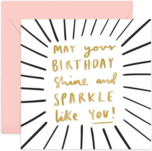 Old English Co. Shine and Sparkle Like You - Tarjeta de felicitación para ella, elegante tarjeta de felicitación de lámina dorada negra para esposa,