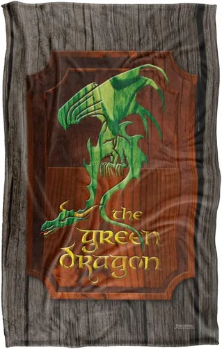 Miniatura 2 de Manta de The Lord of the Rings de 36 x 58 pulgadas, con signo de posada de dragón verde, tacto sedoso, súper suave