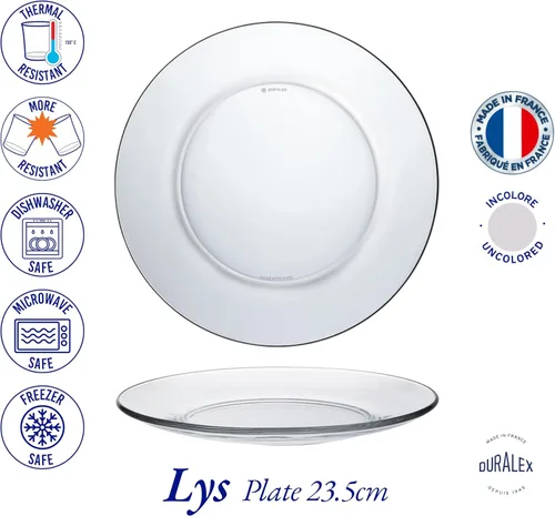 Miniatura 4 de Duralex - Juego de 6 platos Lys Clear 9.3 in (9 1-4 in)