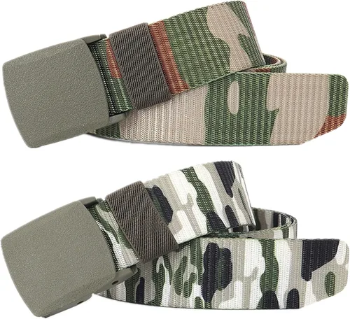 Miniatura 24 de Cinturón para hombre, cinturón táctico militar de nailon con hebilla sin metal, paquete de 2 Camuflaje verde y camuflaje caqui