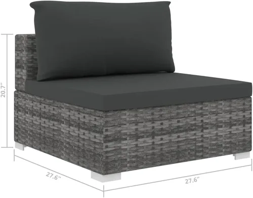 Miniatura 9 de 5 Piece Patio Lounge Set with Cushions Poly Rattan Gray, Sectional Furniture,Outdoor Patio Furniture Set, Garden Sofa Sectional Furniture Set for