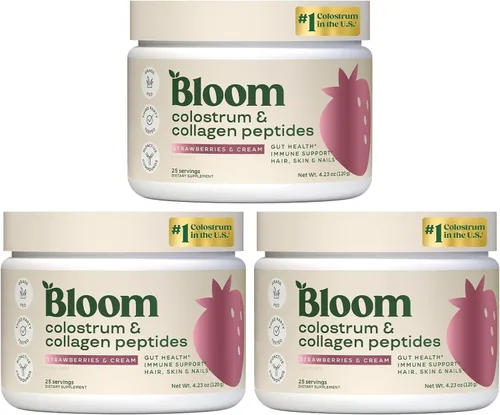 Miniatura 12 de Bloom Nutrition Paquete de polvo de calostro bovino, salud intestinal, apoyo inmunológico, suplemento para el crecimiento del cabello y belleza, sin
