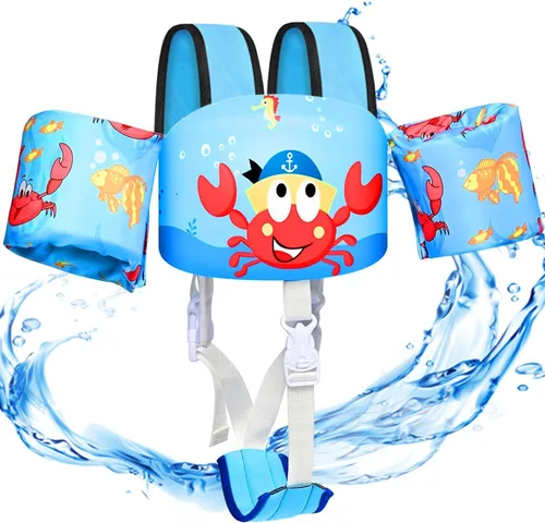 Miniatura 8 de Chaleco de natación para niños pequeños, flotadores para niños de 22 a 66 libras, chaleco de natación extraíble con correa de entrepierna y arnés
