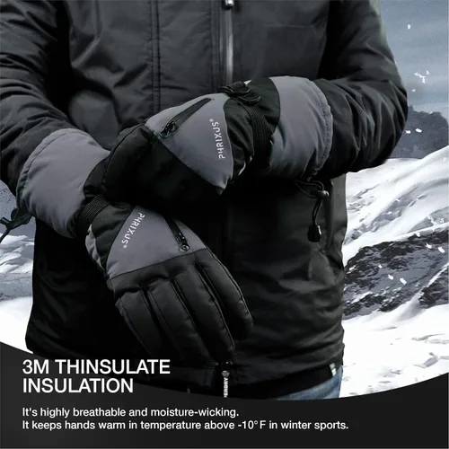 Miniatura 5 de PHRIXUS Guantes de esquí para hombre y mujer, impermeables, para invierno, cálidos, 3M, Thinsulate, guantes de esquí y nieve, snowboard y motos
