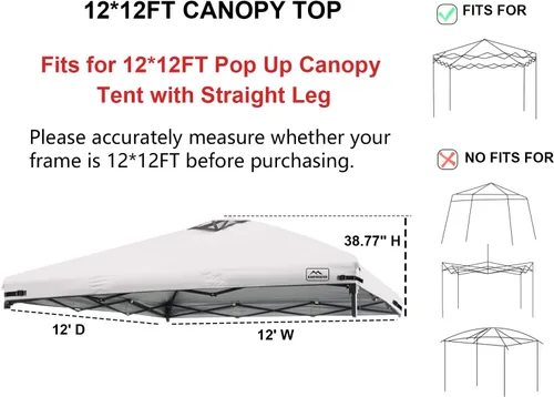 Miniatura 25 de KAMPKEEPER Cubierta de Repuesto Superior para Carpa Toldo Emergente con Ventilación de Aire y Correa Elástica Ajustable, Poliéster Resistente a Azul
