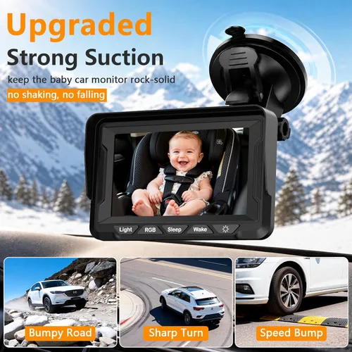 Miniatura 9 de Wkzay Cámara de Coche para Bebé para Asiento Trasero – HD 1080P, Ángulo Amplio de 150°, Visión Nocturna, Fácil Instalación, Luz LED Ajustable