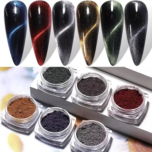 Miniatura 5 de Polvo de uñas de cromo gris y negro, polvo metálico para uñas, efecto espejo holográfico, polvo de cromo, polvo de otoño e invierno, pigmento
