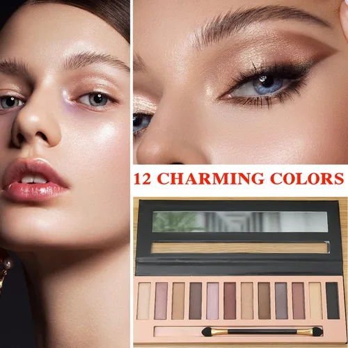 Miniatura 7 de Paleta de sombra de ojos desnudos de 10 colores, paleta de sombra de ojos mate nude, paleta de sombra de ojos con pigmento de purpurina natural, A+B