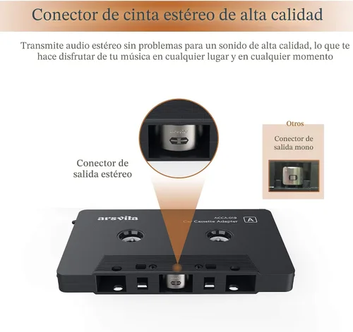 Miniatura 4 de Arsvita - Adaptador de audio de cassette a auxiliar para automóvil, con cable de audio auxiliar de 0.14 pulgadas