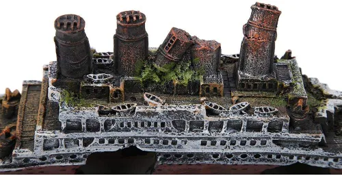 Miniatura 6 de Zerodis Decoración de naufragios de acuario, adorno de barco destrozado del Titanic Lost Wrecked Boat Ship Ornament Artificial Hide House Fish