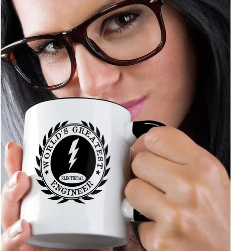 Miniatura 2 de 3dRose Worlds Greatest Electrical Engineer Award Fun Job Pride Work Gifts - Taza de dos tonos, 11 onzas, color negro