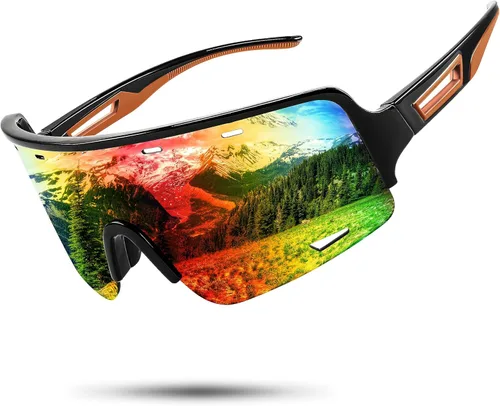 Miniatura 10 de FEISEDY Gafas de sol deportivas para ciclismo, gafas de béisbol para jóvenes, adolescentes, protección UV400 B2974 Negro-Azul