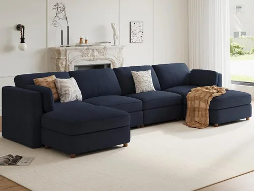 Miniatura 16 de Sofá biplaza extragrande de 83.5 pulgadas, sofás para sala de estar, sofá nube de felpilla de asiento profundo, sofá modular seccional, funda