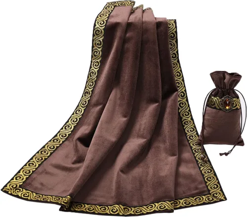 Miniatura 13 de BLESSUME Paño de mesa y bolsa de terciopelo de bruja Altar Tarot Paño cuadrado de adivinación (rosa)