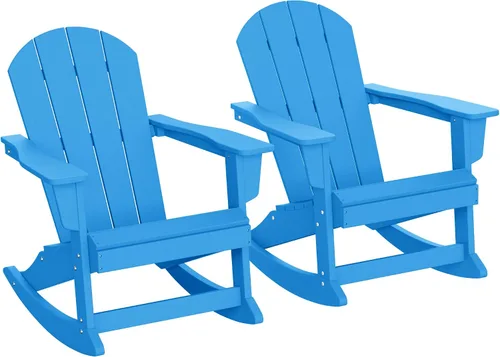 Miniatura 192 de WestinTrends Silla mecedora Malibu de poliéster para exterior/patio Adirondack, Negra